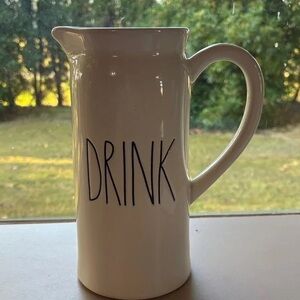 White Ceramic Pitcher with Handle